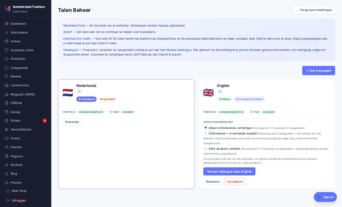 Uvoria — talenbeheer met interface, e-mail en catalogusvertaling per taal